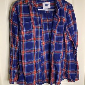Old Navy Green Red Blue Plaid Button Up Shirt Women’s Medium